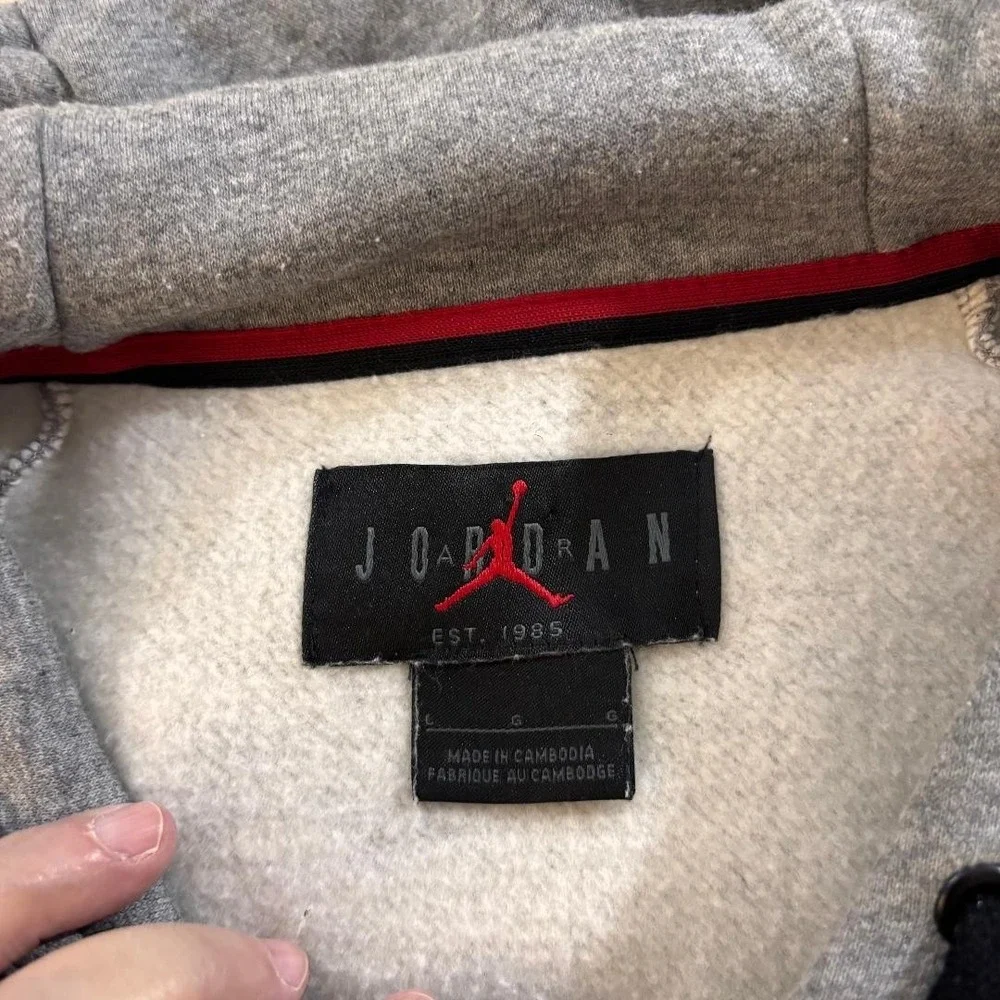 Nike Air Jordan Hoodie Mens Large Gray Jumpman Pullover Sweatshirt